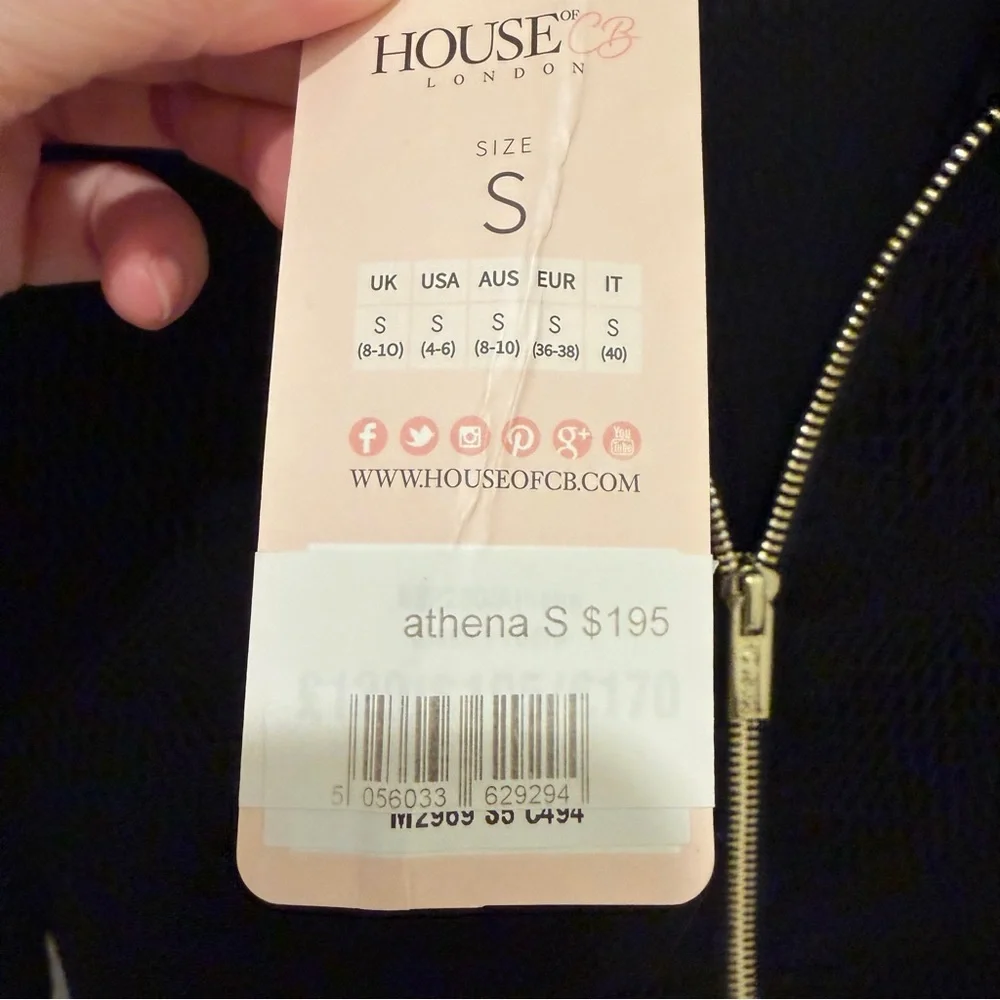 House of CB Athena NWT Black Dress with Red Floral Embroidery Small - Picture 3 of 8